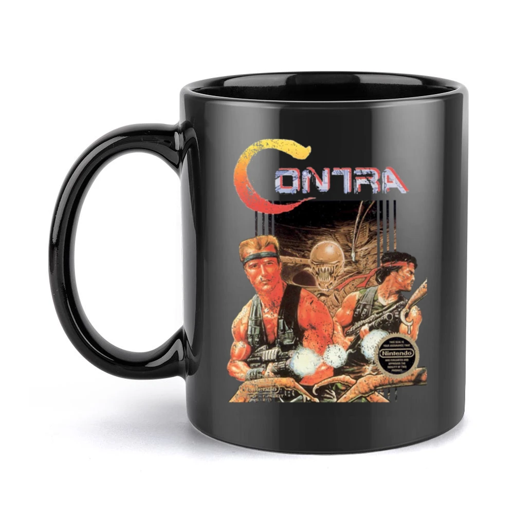 Contra Nes Nintendo Konami Old School Retro Video Game Fan Distressed Black Mug