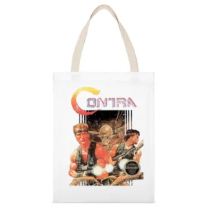 Contra Nes Nintendo Konami Old School Retro Video Game Fan Distressed White Canvas Tote Shopping Bag