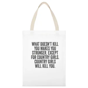 Country Girls Tshirt White Canvas Tote Shopping Bag