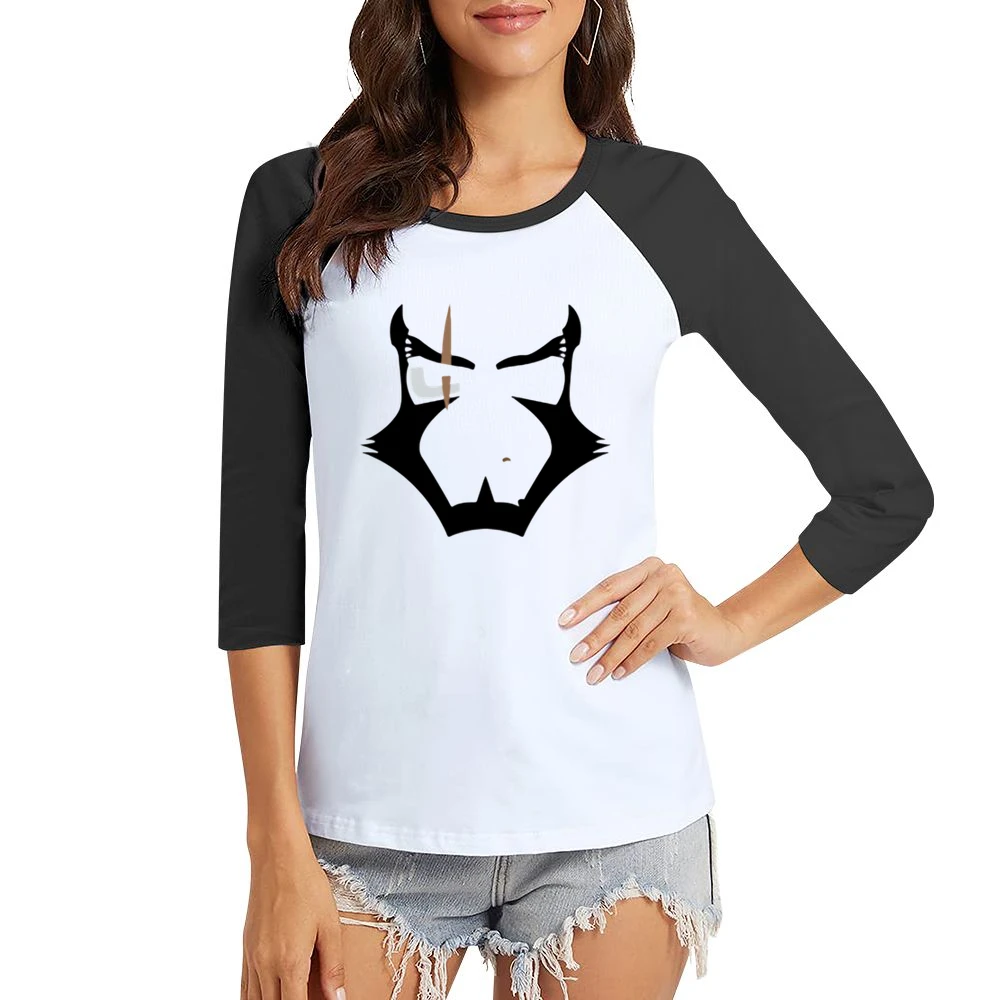 Cowboy bebop bounty hunter Jet Black face with scar eye Women Ladies 3-4 Sleeve T-Shirt