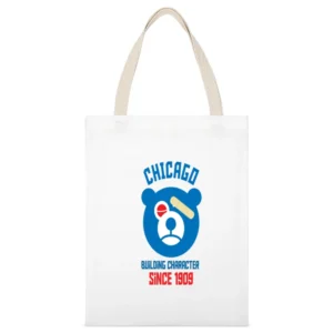 Cubs Building Character Tshirt White Canvas Tote Shopping Bag