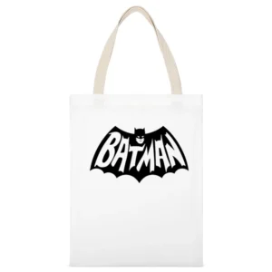 DC Comics super hero Batman White Canvas Tote Shopping Bag