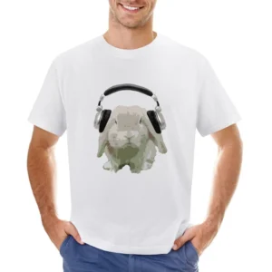 DJ Bun Bunny Rabbit With Headphones Fun Music Lover Graphic Asian Size Men T-Shirt