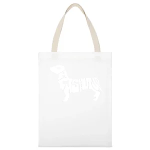 Dachshund White Canvas Tote Shopping Bag