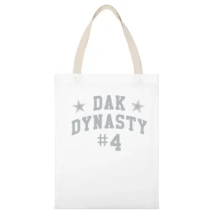 Dak Dynasty Fun Dak Prescott 4 Dallas Professional Football Fan Graphi White Canvas Tote Shopping Bag