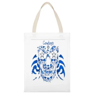 Dallas Cowboys Nfl Skull Shirt White Canvas Tote Shopping Bag