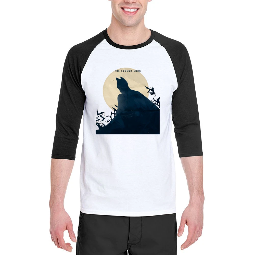 Dark Knight The legend End Batman bat over the moon shadow Men 3/4 Sleeve T-Shirt
