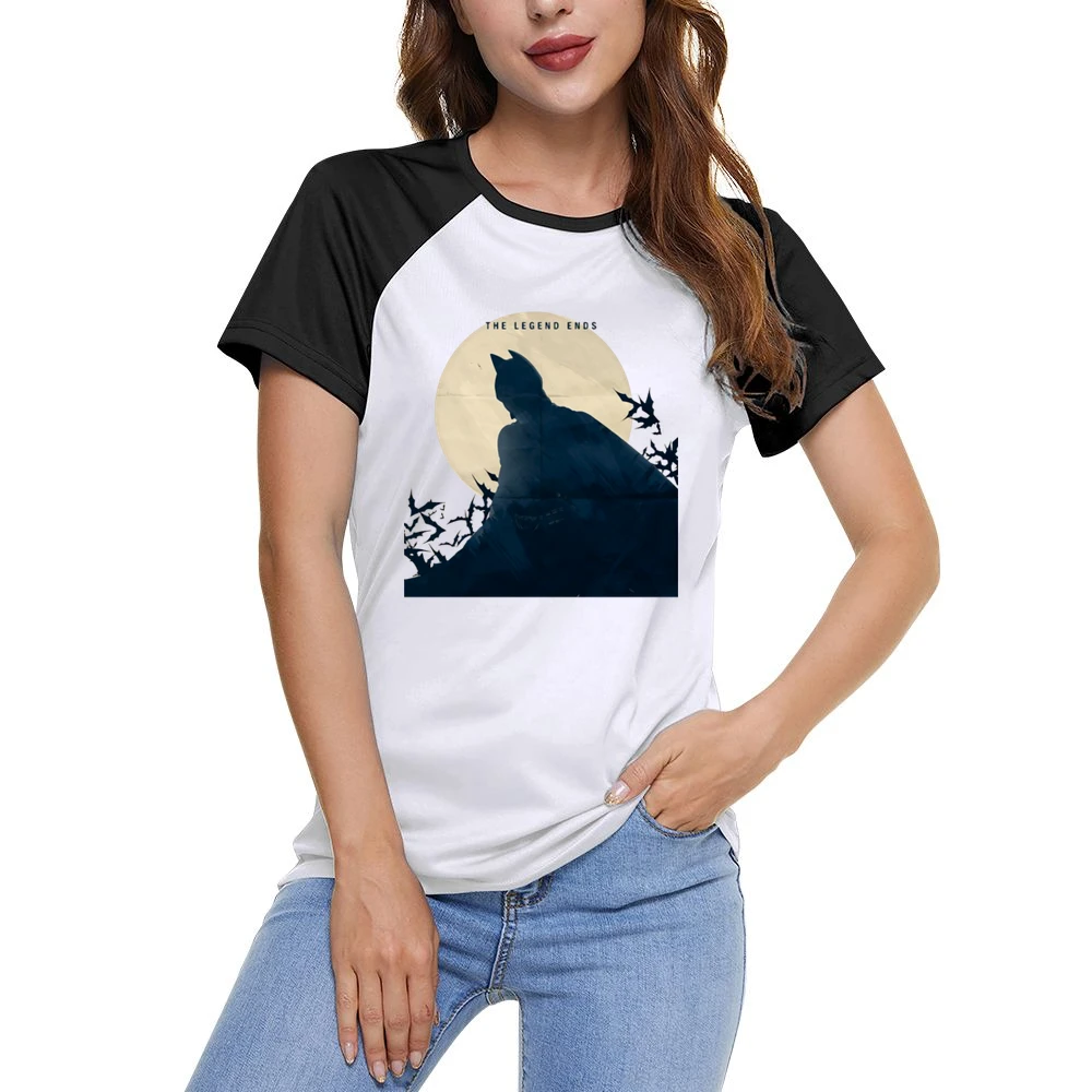 Dark Knight The legend End Batman bat over the moon shadow Women Ladies Short Sleeve T-Shirt