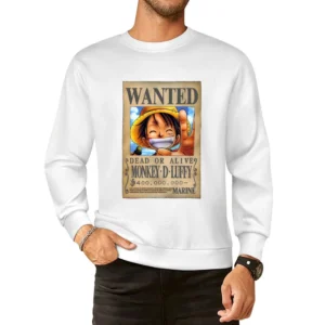 Dead or alive Monkey D Luffy Marine Wanted poster One Piece anime mang European Size Pullover Sweater
