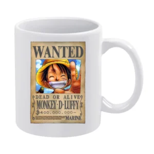 Dead or alive Monkey D Luffy Marine Wanted poster One Piece anime mang White Mug