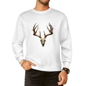 Deer Antlers Skull Fun Popular Graphic Tee Shirt European Size Pullover Sweater