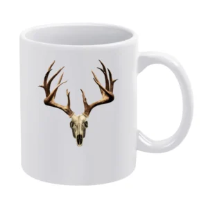 Deer Antlers Skull Fun Popular Graphic Tee Shirt White Mug