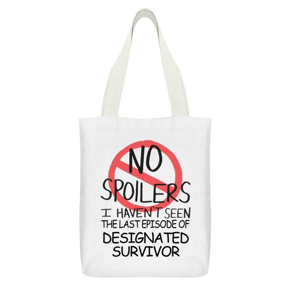 Designated Survivor No Spoilers Last Episode Tv Funny White Canvas Tote Shopping Bag With Interior Pocket