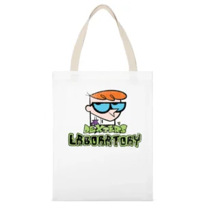Dexters Laboratory Fun Cool Vintage Style Distressed Look Retro Tv Sho White Canvas Tote Shopping Bag