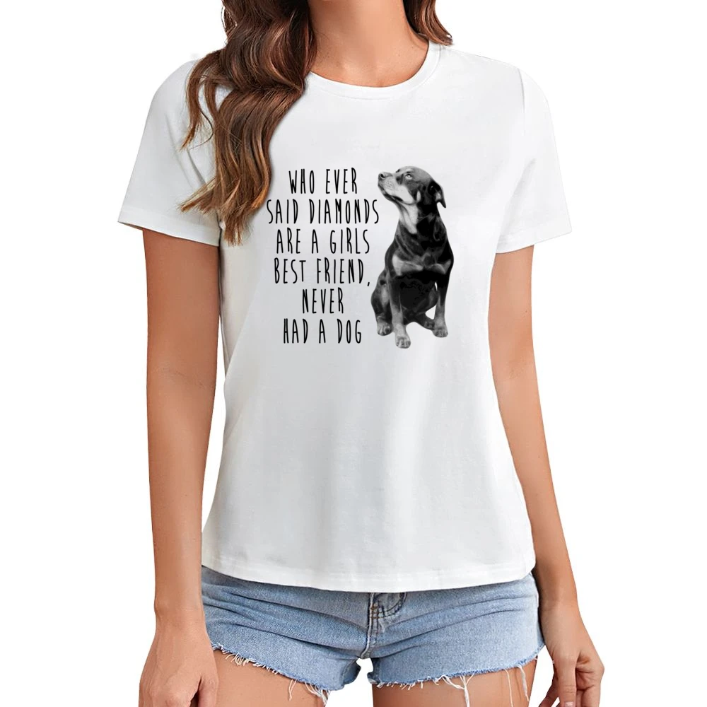 Diamonds Are A Girls Best Friend Never Had A Dog Fun Rottweiler T Shir Asian Size Women Ladies T-shirt