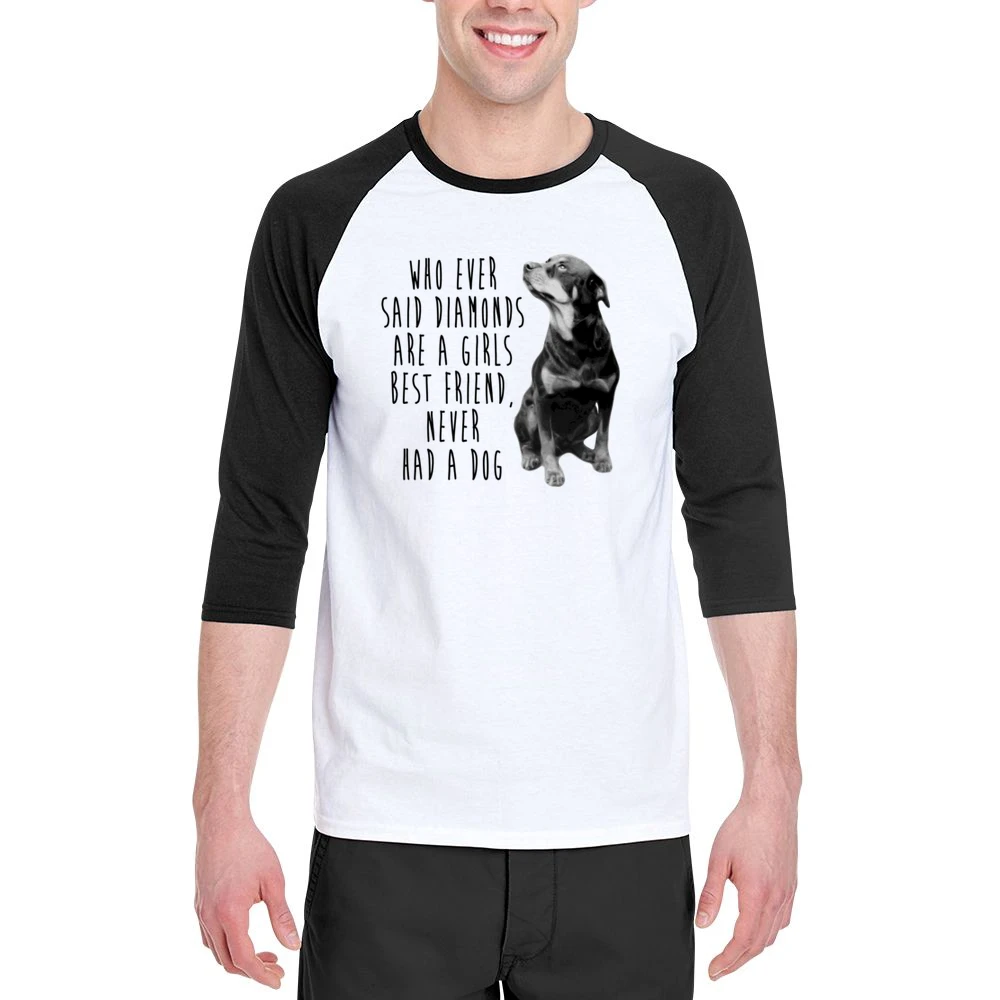 Diamonds Are A Girls Best Friend Never Had A Dog Fun Rottweiler T Shir Men 3/4 Sleeve T-Shirt