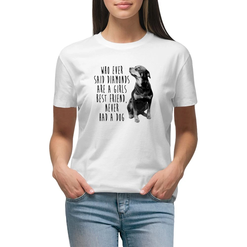 Diamonds Are A Girls Best Friend Never Had A Dog Fun Rottweiler T Shir Premium Women Ladies T-shirt