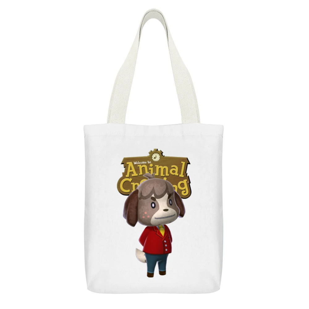 Digby From Animal Crossing Nintendo Video Game Fan White Canvas Tote Shopping Bag With Interior Pocket