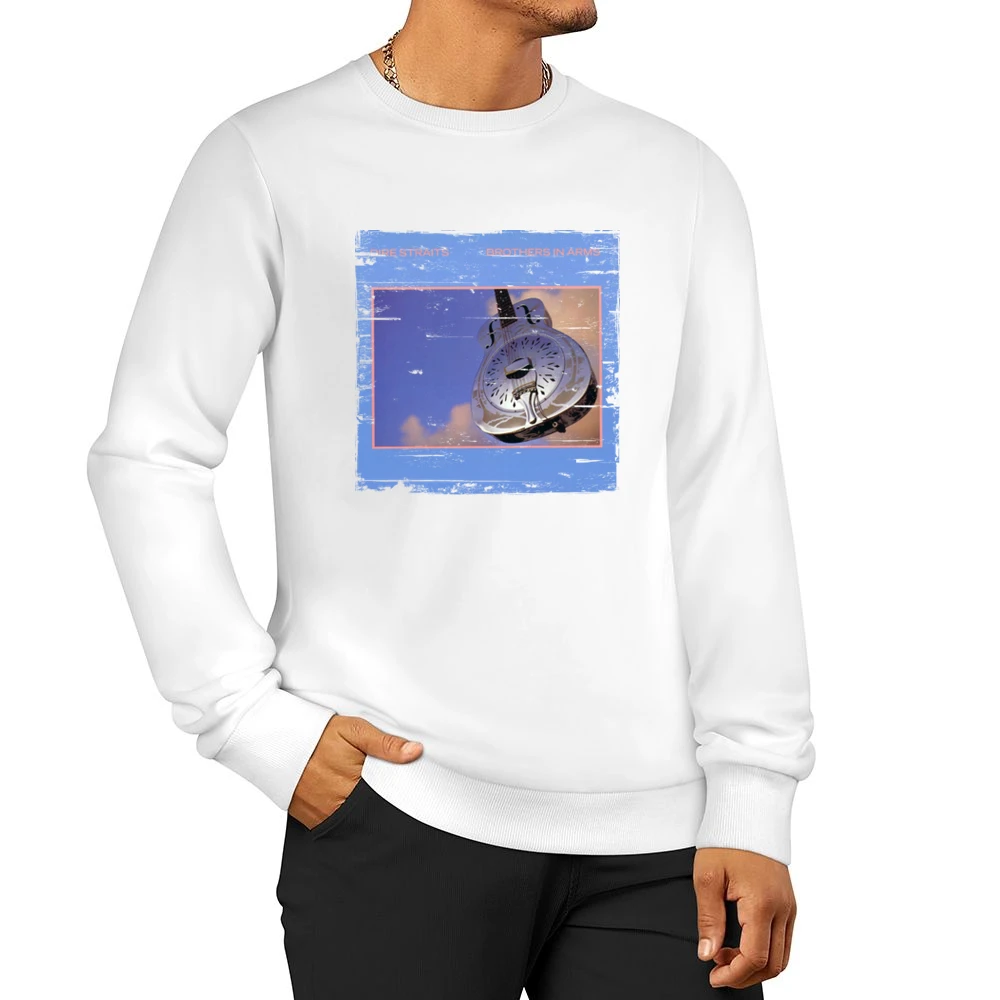 Dire Straits Brothers In Arms Album Cover Distressed Image Men Pullover Sweatshirt
