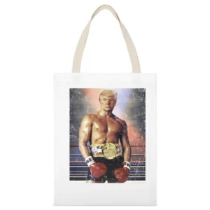 Donald Trump As Ivan Drago Rocky 4 Funny Distressed White Canvas Tote Shopping Bag