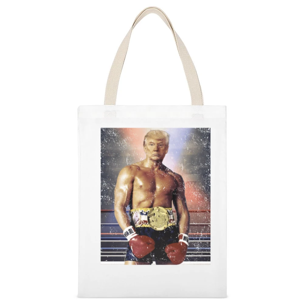 Donald Trump As Ivan Drago Rocky 4 Funny Distressed White Canvas Tote Shopping Bag