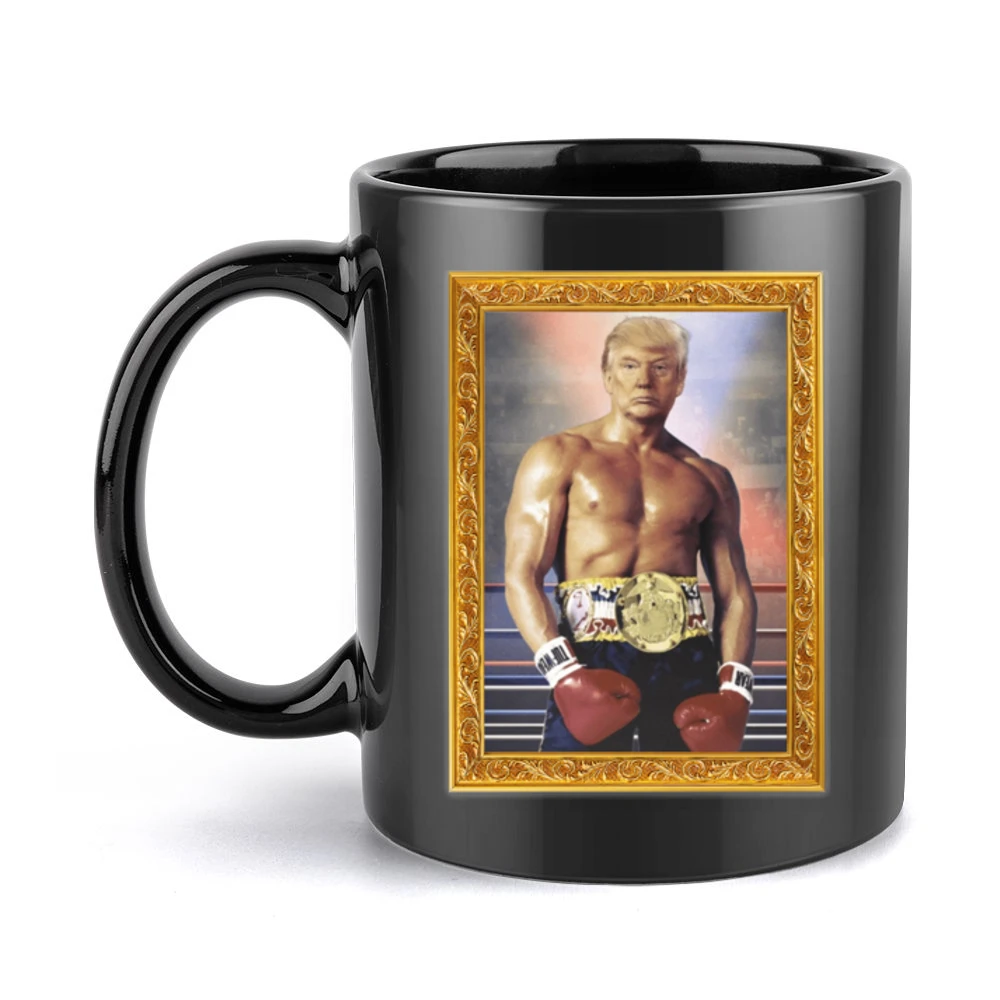 Donald Trump As Ivan Drago Rocky 4 Gold Frame Funny White Black Mug