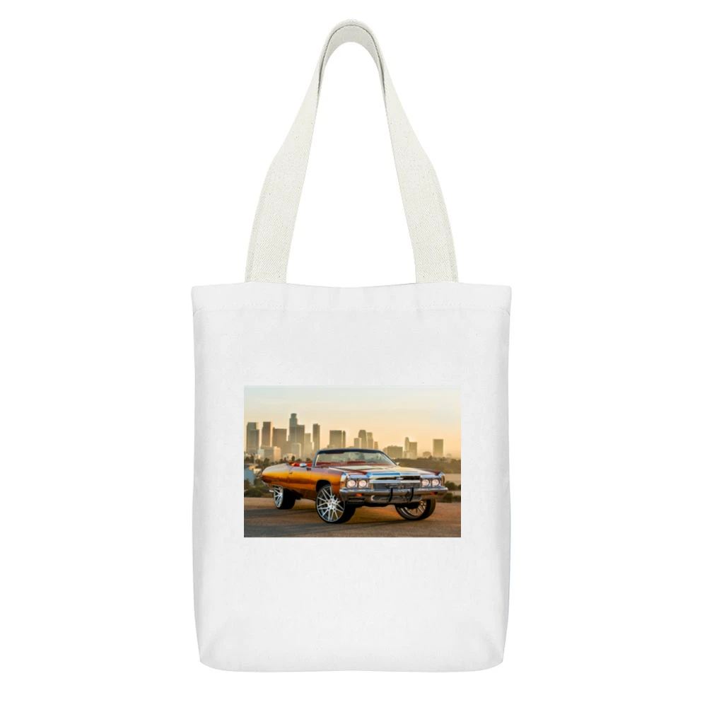 Donk City Tshirt White Canvas Tote Shopping Bag With Interior Pocket