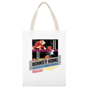 Donkey Kong Nes Nintendo Old School Retro Video Game Fan Distressed T White Canvas Tote Shopping Bag