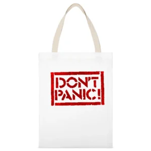 Don't Panic White Canvas Tote Shopping Bag