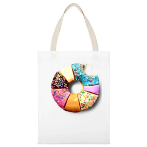 Donut Flavors Different Types Fun Food Tee Shirt White Canvas Tote Shopping Bag