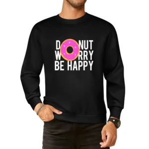 Donut Worry Be Happy Fun Food Graphic Tee Shirt European Size Pullover Sweater