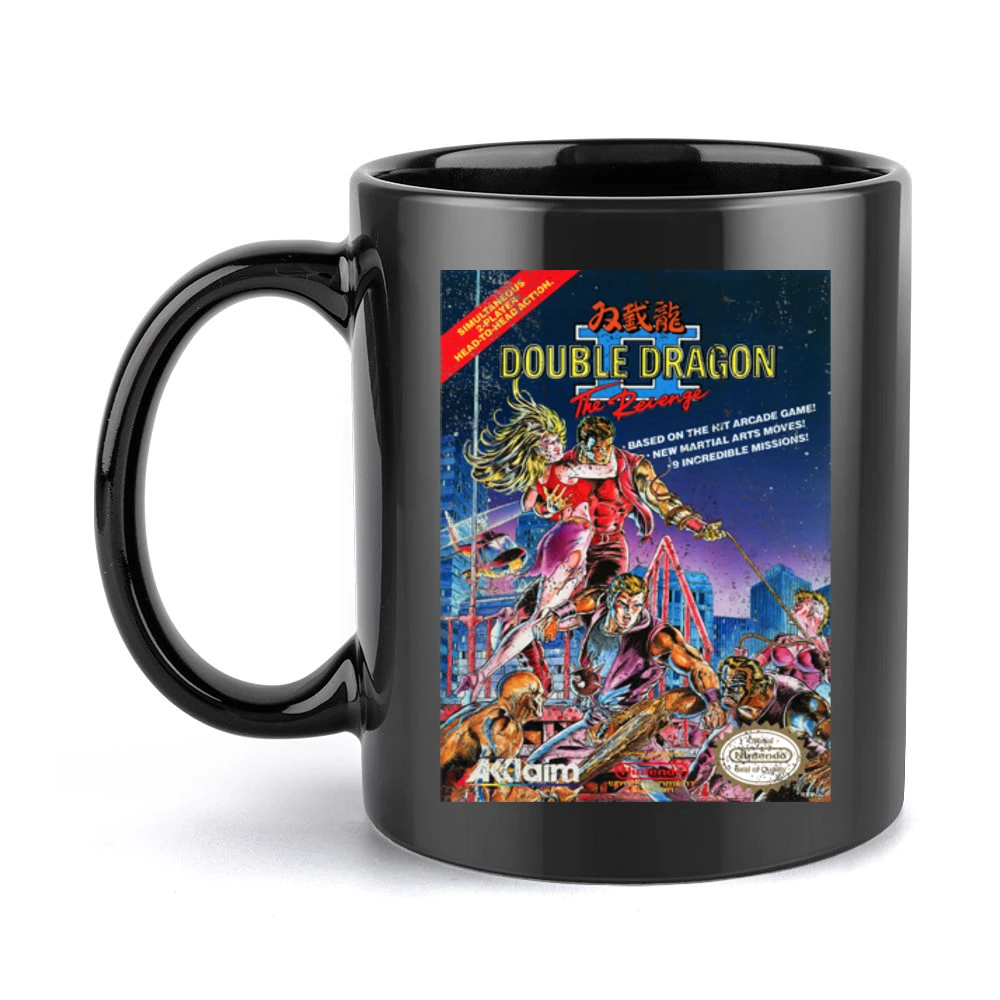 Double Dragon 2 Nes Nintendo Old School Retro Video Game Fan Distresse Black Mug