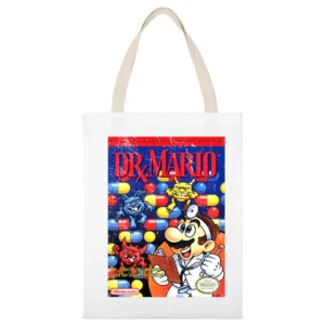 Dr Mario Nes Nintendo Old School Retro Video Game Fan Distressed T Shi White Canvas Tote Shopping Bag