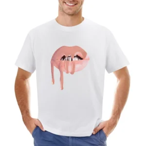 Dripping Lips Popular Lipstick Makeup Graphic Celebrity Tee Shirt Asian Size Men T-Shirt