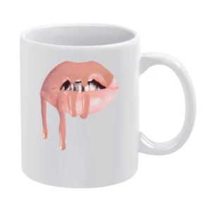 Dripping Lips Popular Lipstick Makeup Graphic Celebrity Tee Shirt White Mug