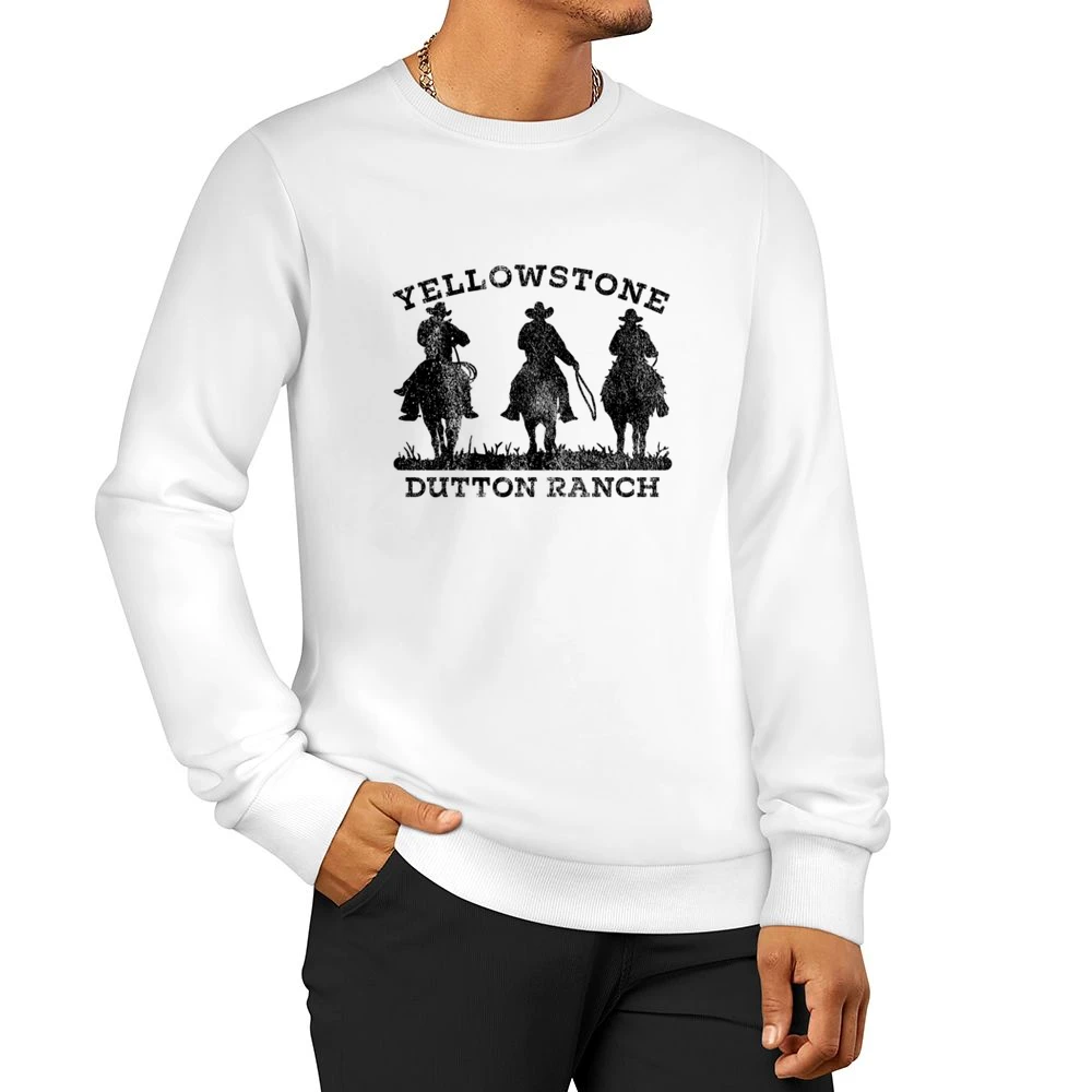 Dutton Ranch Cowboys Yellowstone Show Vintage Style Men Pullover Sweatshirt