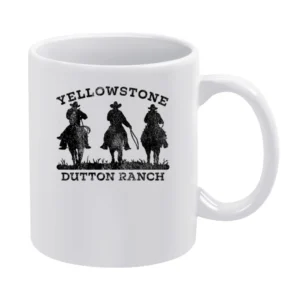 Dutton Ranch Cowboys Yellowstone Show Vintage Style White Mug
