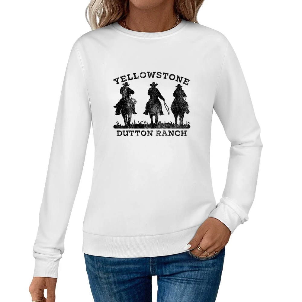 Dutton Ranch Cowboys Yellowstone Show Vintage Style Women Pullover Sweatshirt