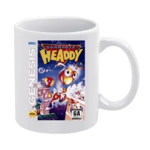 Dynamite Headdy Sega Genesis Old School Retro Video Game Fan Distresse White Mug