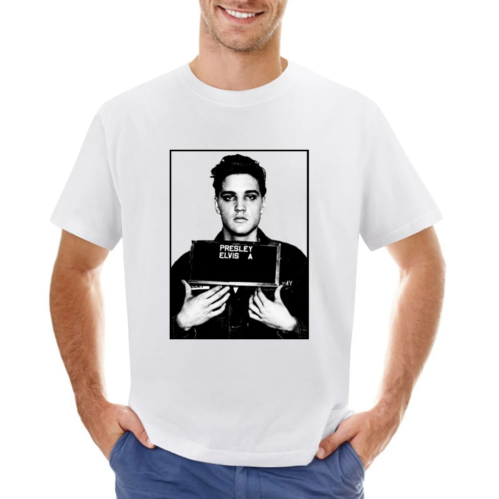 Elvis Presley Celebrity Mug Shot Grunge Graphic Asian Size Men T-Shirt