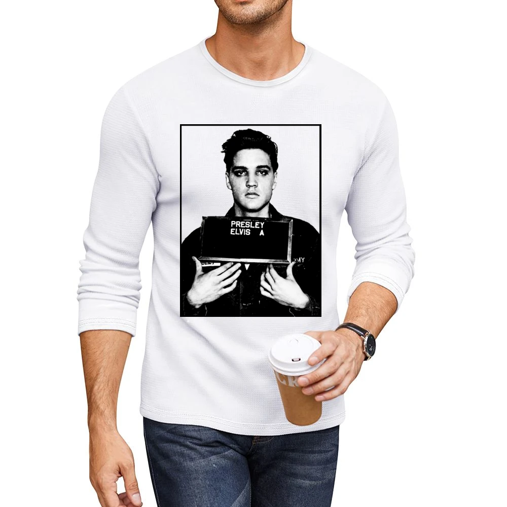 Elvis Presley Celebrity Mug Shot Grunge Graphic Men CrewNeck Long Sleeve T-Shirt