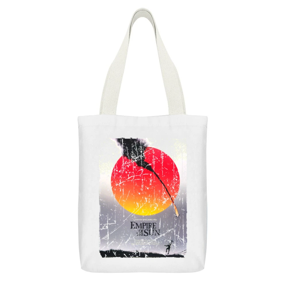 Empire Of The Sun Movie Poster Retro Aged Look White Canvas Tote Shopping Bag With Interior Pocket
