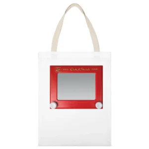 Etch A Sketch Fun Cool Vintage Graphic Retro 80s Toy White Canvas Tote Shopping Bag