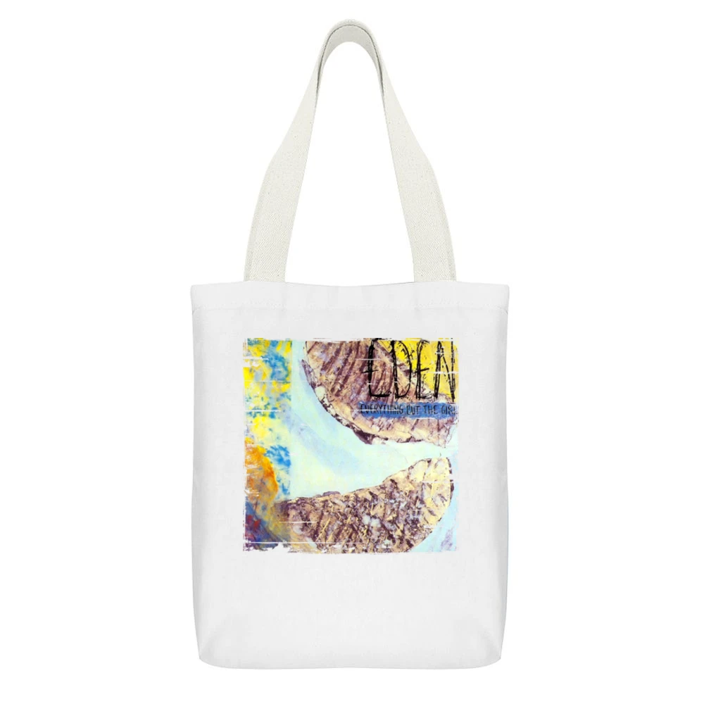 Everything But The Girl Eden Album Cover Distressed Image White Canvas Tote Shopping Bag With Interior Pocket