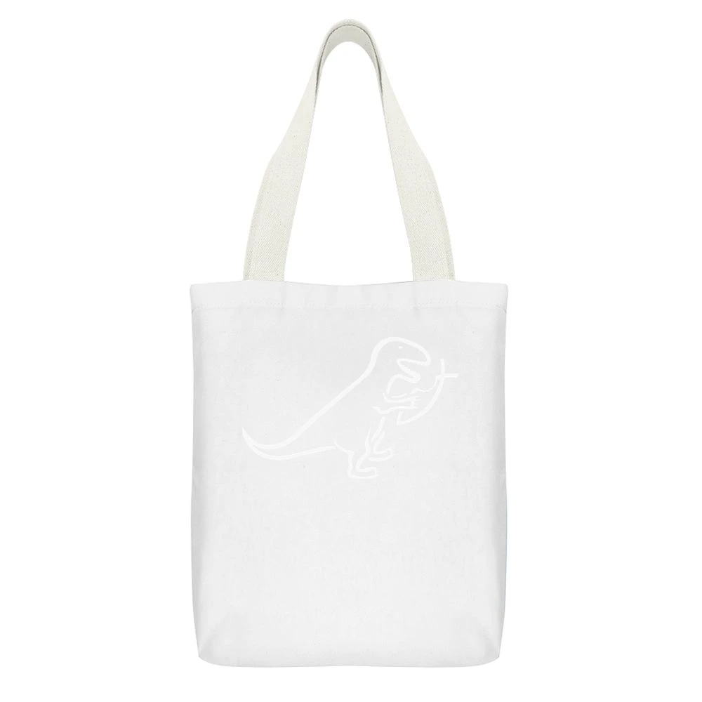 Evolution Versus Creationism Dinosaur Fish Funny White Canvas Tote Shopping Bag With Interior Pocket