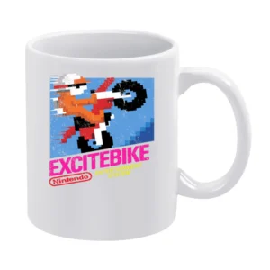 Excitebike Nes Nintendo Old School Retro Video Game Fan Distressed T S White Mug