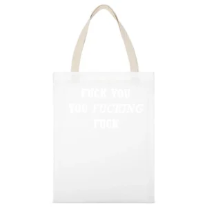 FU you Fng F White Canvas Tote Shopping Bag