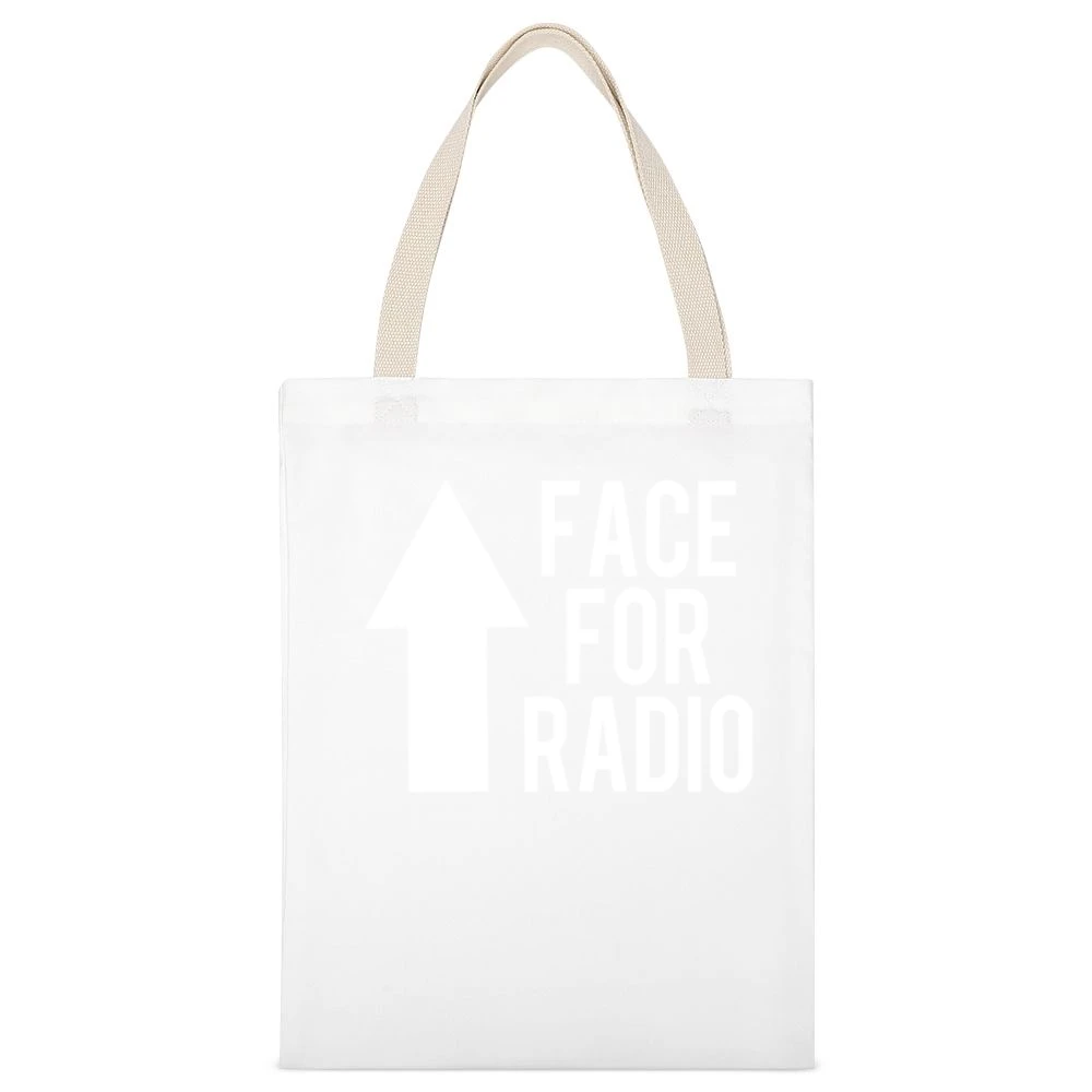 Face For Radio Funny Arrow Graphic White Canvas Tote Shopping Bag