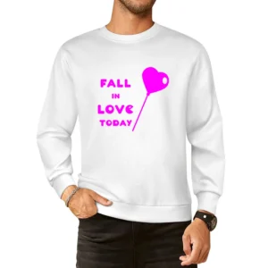 Fall in love today heart balloon European Size Pullover Sweater