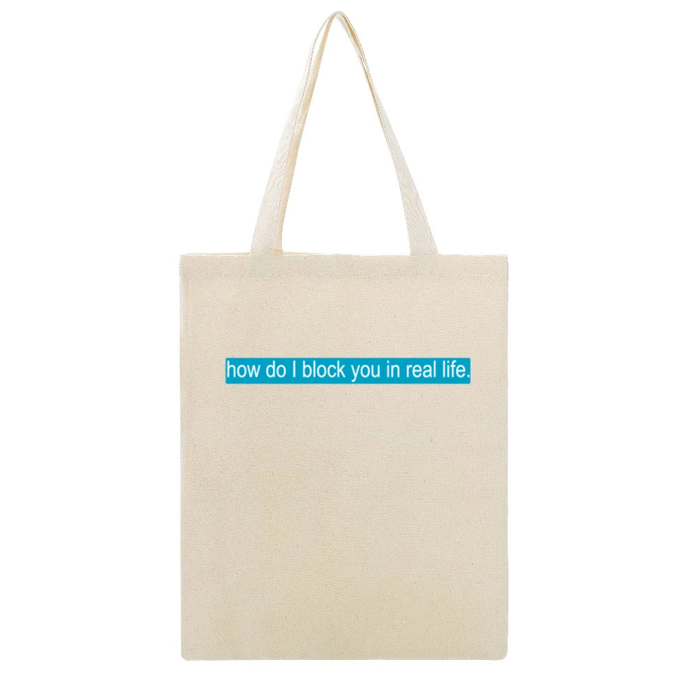 Fb Block You In Life Funny Beige Canvas Tote Shopping Bag